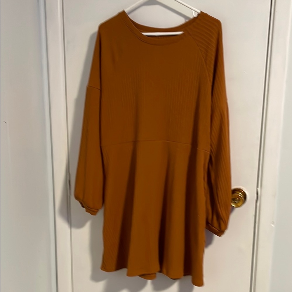 Rust Orange Long Sleeve Dress